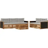 vidaXL Outdoor-Sofagarnitur 6 pcs Natürlich und Hellgrau