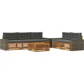vidaXL Outdoor-Sofagarnitur 6 pcs Natur und Anthrazit