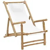 Furnicato Liegestuhl Bambus Und Canvas Cremeweiß