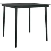 Furnicato Garten-esstisch Schwarz 80x80x74 Cm Stahl Und Glas