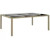 Furnicato Gartentisch 200x150x75 Cm Hartglas Und Poly Rattan Beige