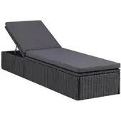 Furnicato Sonnenliege Poly Rattan Schwarz Und Dunkelgrau