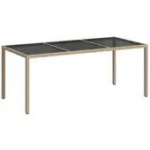 Furnicato Gartentisch Poly Rattan 190x90x75 Cm Beige Schwarz