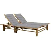 Furnicato Sonnenliege Gartenliege Bambus Grau 200 X 130 X 24 87 Cm