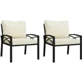 Furnicato Gartenstühle Mit Sandfarbigen Kissen 2 Stk 68x76x79 Cm Stahl