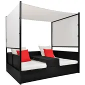 Furnicato Gartenbett Mit Baldachin Schwarz 190x130 Cm Poly Rattan