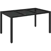 Furnicato Gartentisch Mit Glasplatte Schwarz 150x90x75 Cm Poly Rattan
