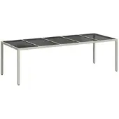 Furnicato Gartentisch Weiß 250x100x75 Cm Poly Rattan Und Hartglas