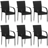 Furnicato Stapelbare Gartenstühle 6 Stk Poly Rattan Schwarz