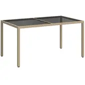 Furnicato Gartentisch 150x90x75 Cm Gehärtetes Glas Poly Rattan Beige