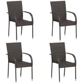 Furnicato Stapelbare Gartenstühle 4 Stk Poly Rattan Braun