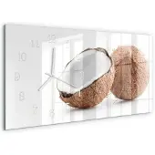 Tulup WANDUHR aus Glas 60x30 cm - Kokosnüsse