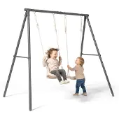HyperMotion Doppelschaukel für den Garten für Kinder mit verstellbaren Sitzen und Stahlstruktur