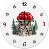 Speecheese Uhu mit Bollenhut Wanduhr aus Alu Schwarzwald Motiv