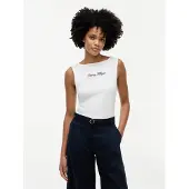Tommy Hilfiger Tanktop "CLASSIC SCRIPT BOAT-NK TOP" Baumwollmischung, U-Boot Ausschnitt