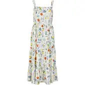 Apricot Midikleid "Gestuftes Midi-Kleid" mit Raffung und Blumenprint