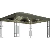 Syfax Pavillon mit LED-Lichterkette 3x4 m Taupe Stoff