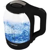 Esperanza Wasserkocher aus Glas mit LED-Licht Yukon 1,7 l schwarz