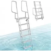 Vevor Dockleiter Klappbar, Bootsleiter mit 6 Rutschfesten Stufen Breite Pedale & Handlauf, 159kg Belastbare Poolleiter aus Aluminiumlegierung, Einstiegsleiter für Docks Pools Seen Yachten, Silber