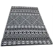 Jet-Line Outdoor Teppich Kunststoffteppich Wetterfest Modernes Design Hochwertige Qualität Keine Fussel oder Flusen Feuchtigkeitsbeständig 150x240cm in schwarz Modell: Scarlett