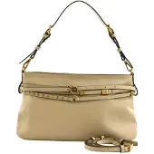 Pinko Umhängetasche Schultertasche Belt Bag Classic Vitello Morbido Beige - Grigio - Antique Gold
