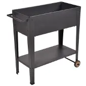 DELUKE Hochbeet METZ mobil Anthrazit Stahl | Metall-Hochbeet für Garten Balkon-Beet Gemüsebeet Kräuterbeet