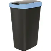 Prosperplast Abfallbehälter 45l mit Deckel KEDEN COMPACTA Q schwarz mit hellblauem Rand