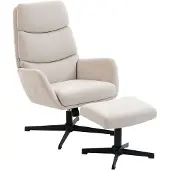 HOMCOM Relaxsessel mit Hocker, Fernsehsessel mit hoher Rückenlehne Wippfunktion