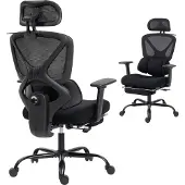 HOMCOM Ergonomischer Bürostuhl mit Lendenstütze, verstellbare Kopfstütz
