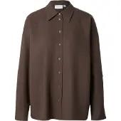 Comma Langarmbluse , Damen, Gr. 40, braun, Web, Obermaterial: 90% Lyocell, 10% Leinen, unifarben, lässig geschnitten hüftbedeckend, Rundhals, 1-Knopf-Manschette, Blusen Langarmbluse, mit Leinen
