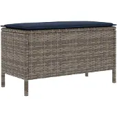 vidaXL Garten-Fußhocker Grau und Marineblau 80 x 38 x 42 cm PE-Rattan