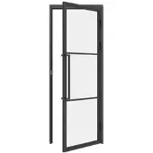 Inova Loft Glastür 709 x 1972 mm, DIN Rechts, Klarglas, Stahlrahmen schwarz, Komplettset inkl. Zarge und Griffstange