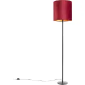 QAZQA Schwarze Stehlampe mit Veloursschirm Rot Gold 40 cm Simplo