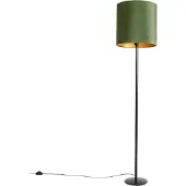 QAZQA Botanische Stehlampe schwarz mit grünem Schirm 40 cm - Simplo