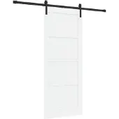 vidaXL Schiebetür Weiß und Schwarz 83 x 202 cm Massives Kiefernholz