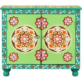 vidaXL Sideboard Handbemalt Mehrfarbig 70x35x60 cm Mango Massivholz