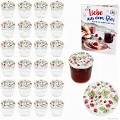 MamboCat 25er Set Sturzglas 230ml To Einmachglas Wald-Erdbeere Deckel Rezeptheft