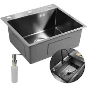 OEM Küchenspüle, Edelstahlkonstruktion, tiefes Becken-Design, schwarz