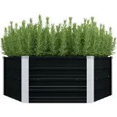Markenlos Hochbeet Anthrazit 129x129x45cm aus verzinktem Stahl
