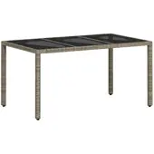 Furnicato Gartentisch Mit Glasplatte Hellgrau 150x90x75 Cm Poly Rattan