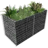 Markenlos Gabion Hochbeet aus Stahl 180x90x100 cm in Silber