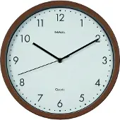 MAUL Wanduhr MAULgrain Ø 31 x 5 cm Kunststoff exkl. Batterie dark wood