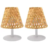 Lumisky kabellose Tischlampen IBIZA, Höhe 26 cm Bambus Beige
