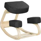 Zimtky Kniestuhl ergonomischer Sitzhocker Polster Birkenholz 120 kg Schwarz