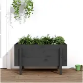 Markenlos Hochbeet Grau 101x50x57 cm aus massivem Kiefernholz