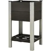 Markenlos Hochbeet mit Ablage 50x50x90 cm WPC Grau