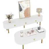 Aiorber Leichte Luxus-TV-Schrank-Couchtisch-Kombination, Wohnzimmer-Kombination, mit Schubladen, abgerundete Ecken