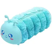 Qugou GmbH Plüsch Federmäppchen, Raupe Federmäppchen mit Reißverschluss, Blau