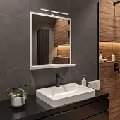 Hajduk furniture LED-Badspiegel mit Ablage 60x70 cm Weiß – Badezimmerspiegel Wandspiegel