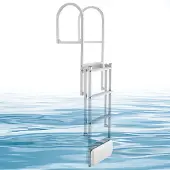 Vevor Dockleiter Einziehbar, Bootsleiter mit 4 Rutschfesten Stufen Breite Pedale & Handlauf, 227 kg Belastbare Poolleiter für Einstieg, Teleskopleiter aus Aluminiumlegierung für Docks Pools Seen Boote
